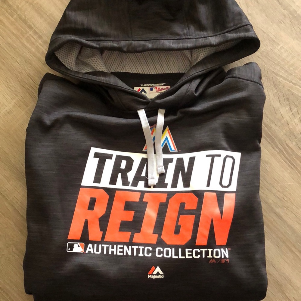 Majestic Marlins Hoodie Sweatshirt NEW